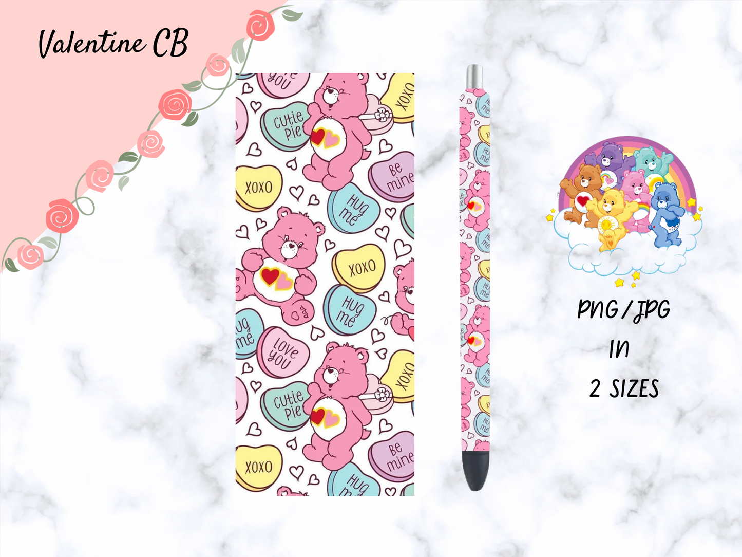 Valentine Care Bears Pen Wrap