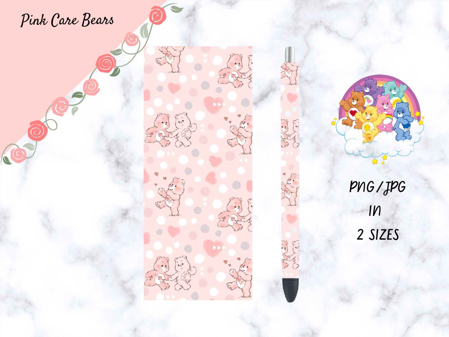 Pink Care Bears Pen Wrap