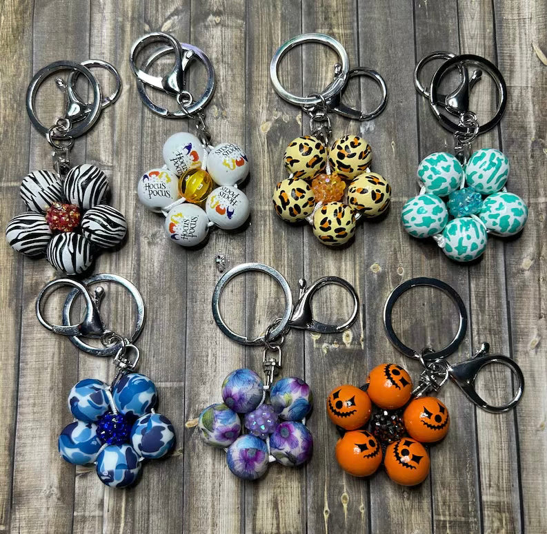 Flower Beaded Keychains