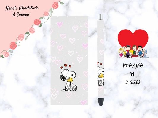 Hearts Woodstock & Snoopy Pen Wrap
