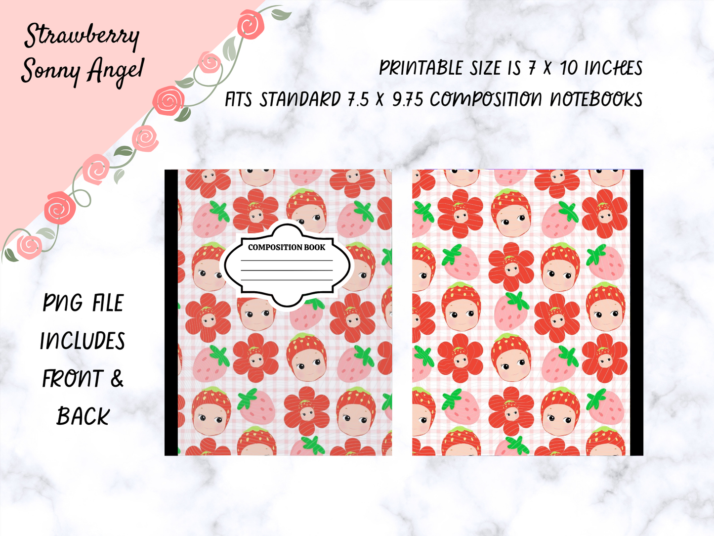 Strawberry Sonny Angel Composition Notebook Cover