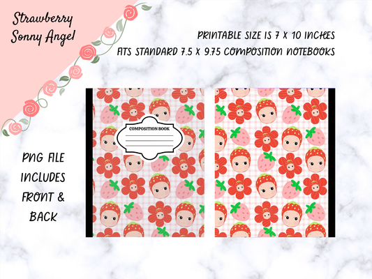 Strawberry Sonny Angel Composition Notebook Cover