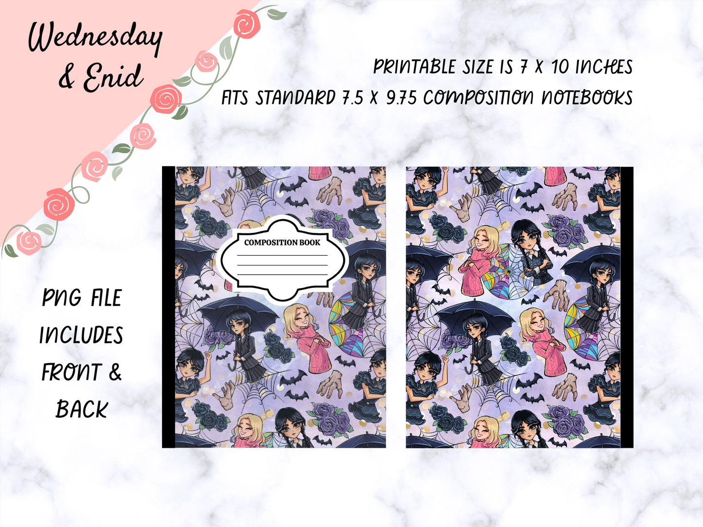Wednesday & Enid Composition Notebook Cover