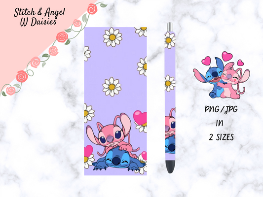 Stitch & Angel W/ Daisies Pen Wrap