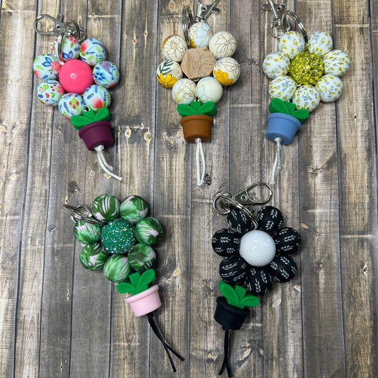 Flowerpot Beaded Keychains