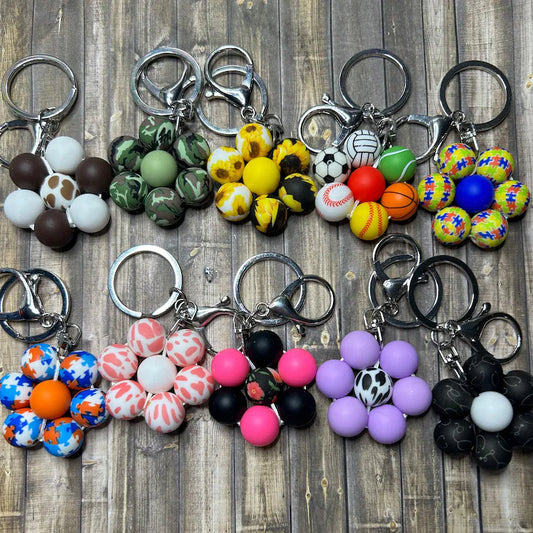 Flower Beaded Keychains